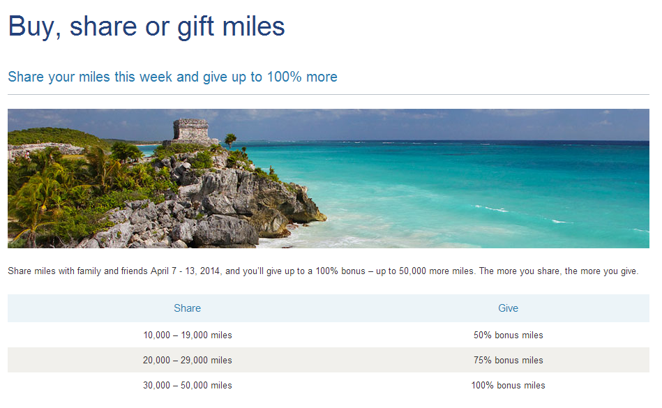 US Airways Share Miles 100 percent bonus - April 7-13 2014