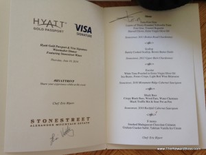 Hyatt Winemaker Dinner - Signed Menu sm