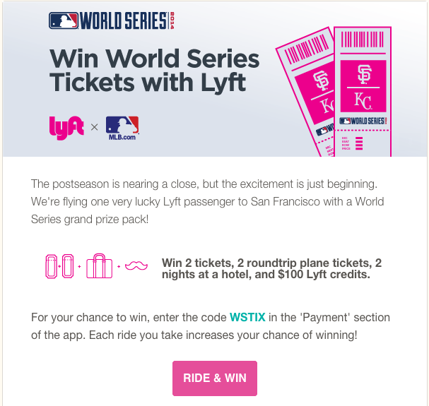 Win World Series Tickets with Lyft