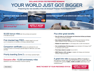 US Airways 50000+10000 Bonus Miles Offer