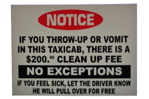 taxi vomit fee - annual fee