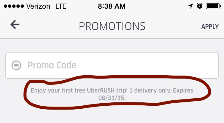 UberRush TRYRUSHNYC Promotions