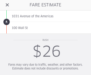 UberRUSH estimate