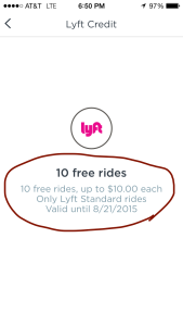 Lyft 10 Free Rides up to $100