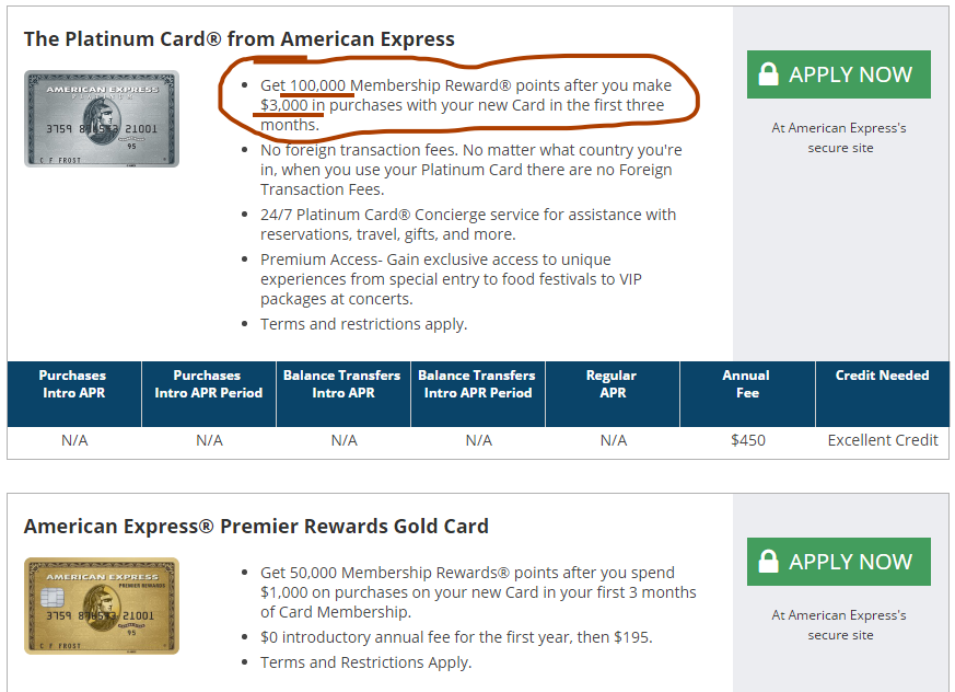 American Express Platinum 100k 3k spend offer 100,000 Bonus