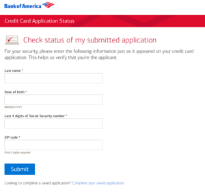 Check Status of Bank of America Credit Card Application Status Online