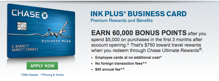 Chase Ink Plus 60,000 Bonus