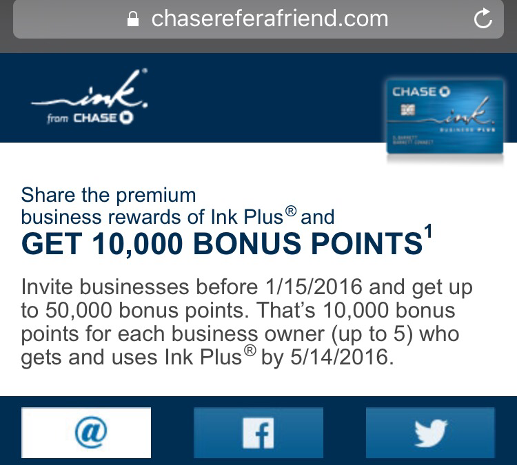 Chase Ink 60k and 10K refer a friend bonus