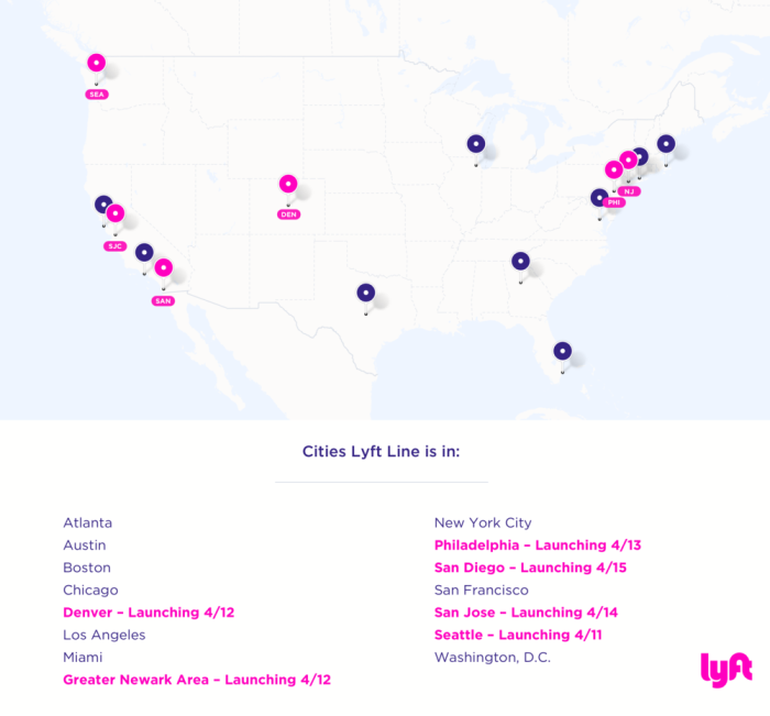 Lyft Line Launches 6 cities