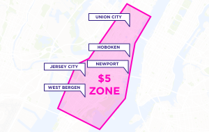 Lyft Line NJ $5 Ride Zone Map
