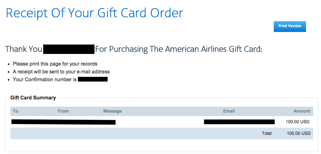 American Airline Gift Cards in New Jersey