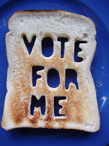 vote for me sign toast - Antarctica Trip Contest