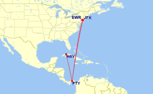 Booking Havana Cuba with Miles - Route