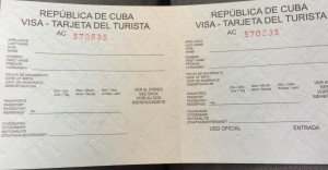 Cuba Visa Tourist Card $20 USD
