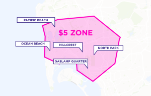 Lyft Line $5 San Diego Coverage Map