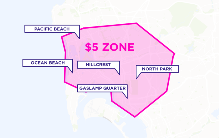 Lyft Line Launches Lyft Line $5 San Diego California Coverage Map
