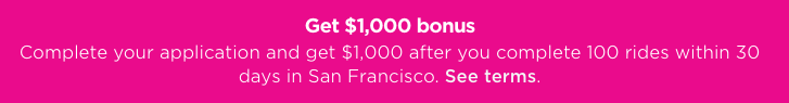 $1000 Lyft Driver Bonus Promo Code DRIVEDRIVE - only 100 rides required