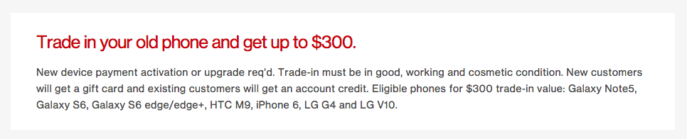Verizon $300 Trade In Credit