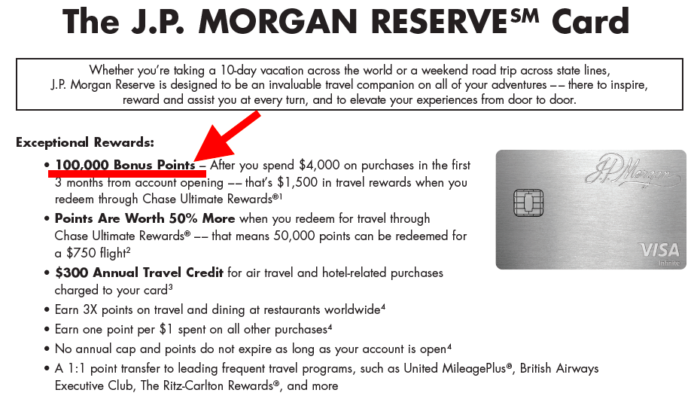 JP Morgan Reserve 100k Bonus