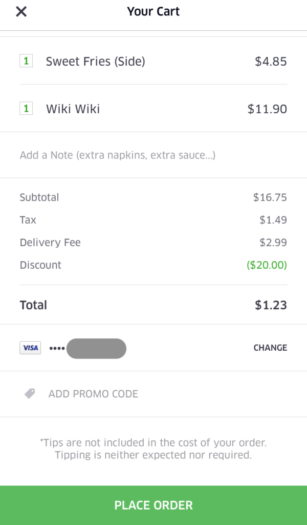 Free Dinner $20 - UberEats Tonight in NYC With Promo Code ...