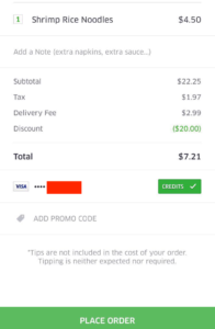 UberEats $20 Free Dinner