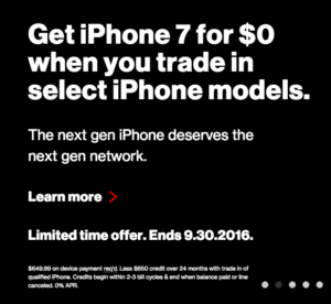 Verizon Free iPhone 7