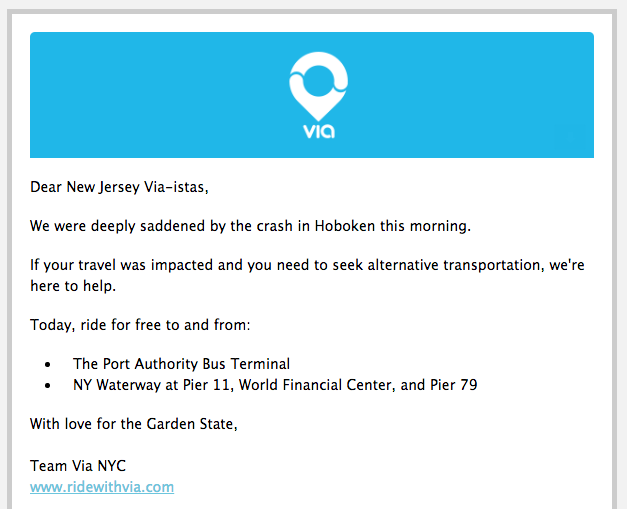 via free rides to and from Port Authority and NY Waterway