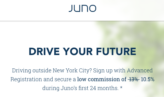 Juno Driver Promo 10.5 Commission Juno 10.5%