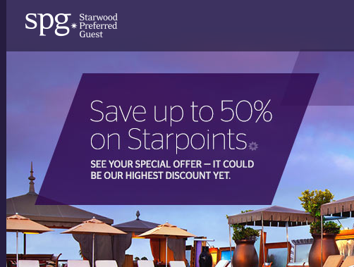 50% Off SPG Starwood Starpoints