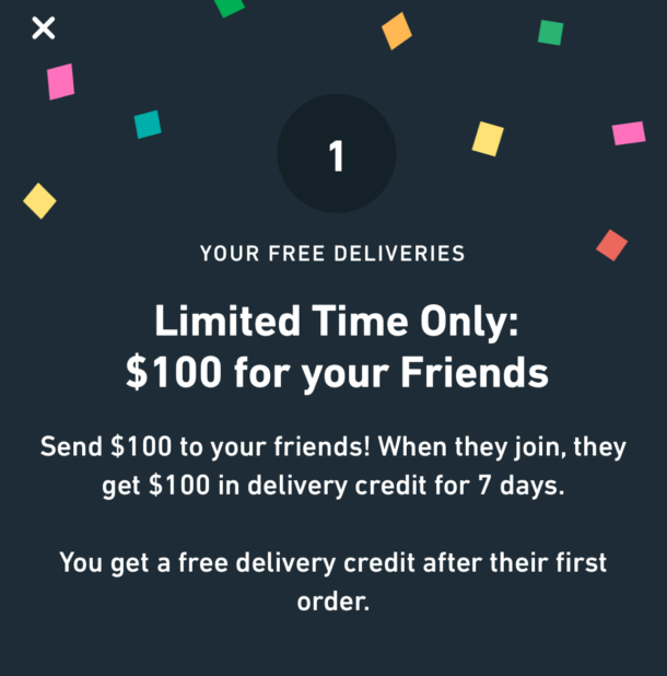 Postmates 100 Free Delivery Credit Promo Code, Refer a Friend Earn 10