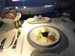 Emirates first class caviar mezze