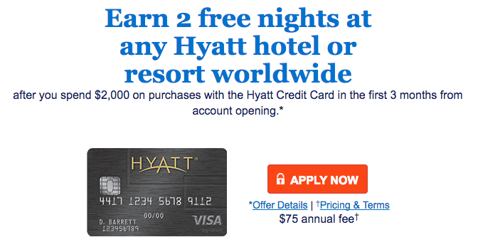 Hyatt 2 Free Nights Promo Visa