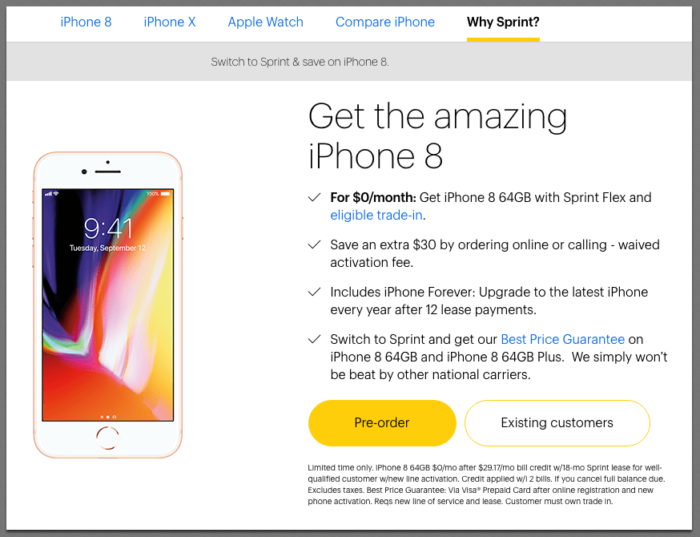 Free Iphone 8 Sprint S Improved Trade In Deal One Ups Verizon Att