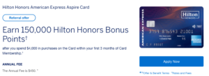 Hilton Honors American Express Aspire Card 150000 Bonus