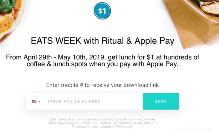 EATS WEEK Ritual - $1 Lunch Use Apple Pay