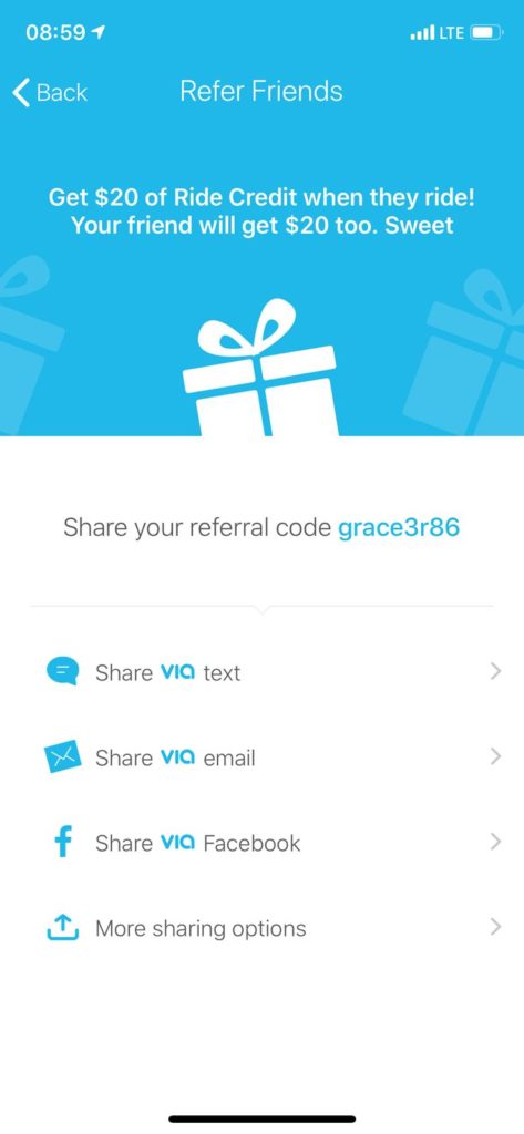 a screenshot of a referral code