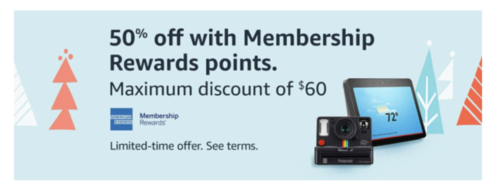 50% Off Amazon with 1 Amex Point Up to $60